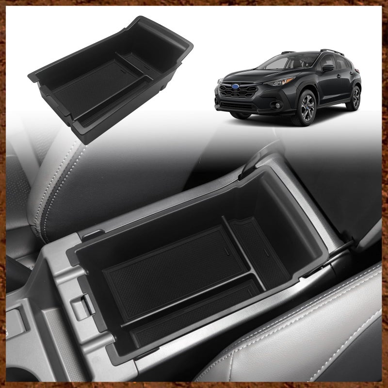 Muslogy for Crosstrek Impreza 2024 Center Console Organizer Armrest Storage Box Bottom Divider Compatible with 2024 Subaru CrosstrekImpreza Base Premium Sport Limited Center Console Tray Black