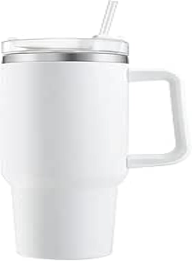 PAPITA كوب بابيتا سعة 1200 مل مع مقبض وغطاء ماصة، كوب معزول مزدوج، زجاجة مياه قابلة لإعادة الاستخدام من الفولاذ المقاوم للصدأ، مانع للتسرب، حامل أكواب، مناسب للصالة الرياضية والسفر، متعدد الألوان (مجموعة من قطعة واحدة)