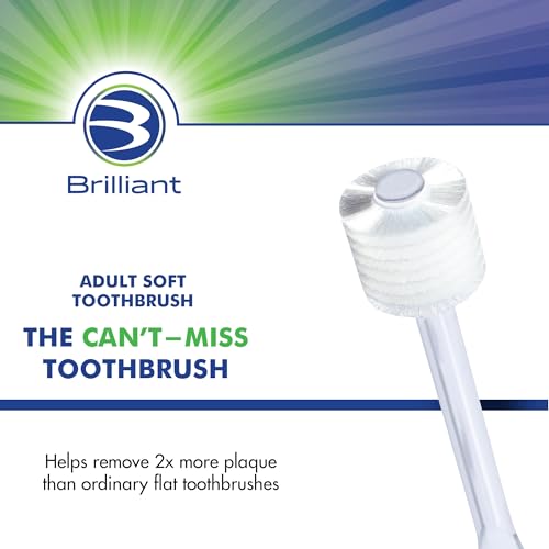 Brilliant Oral Care Adult Toothbrush with Soft Bristles Round Head and AllAround Clean for Teeth and Gums Clear 3 Pack - Image 5