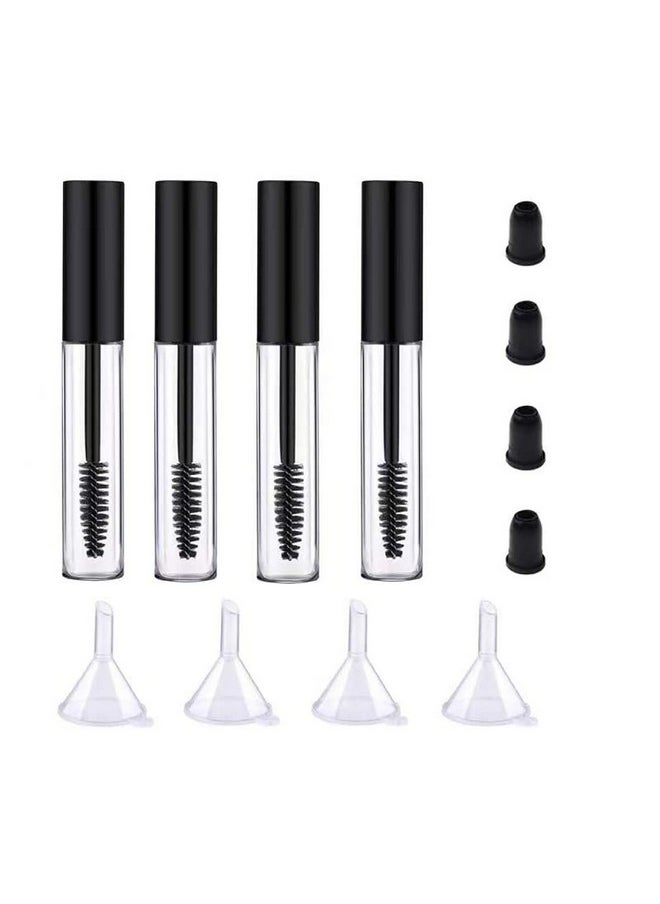 ForSewian 4 Pack Empty Mascara Tube With Eyelash Wand Forsewian10Ml Premium Eyelash Cream Container Bottle With Mini Funnels And Leak Stoppers (Black)  - Image 1