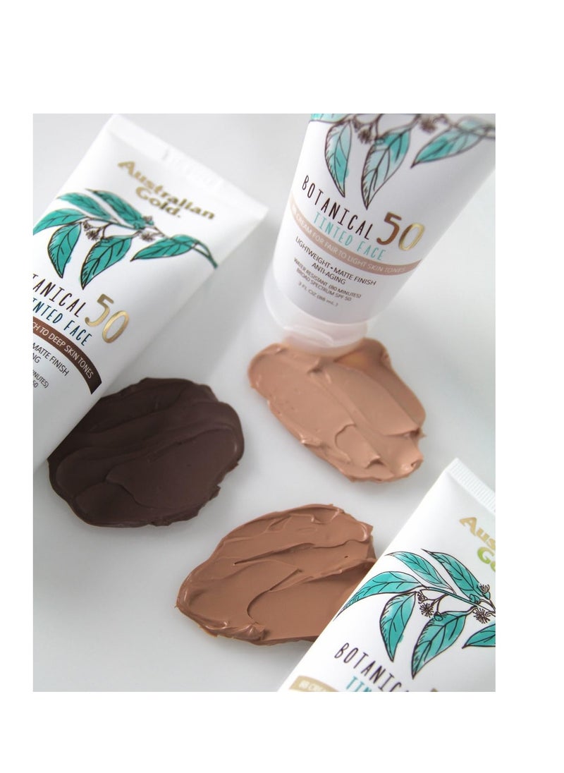 Australian Gold Australian Gold Botanical SPF 50 Tinted Mineral Sunscreen for Face, Non-Chemical BB Cream, Water-Resistant, Matte Finish, For Sensitive Facial Skin, Medium to Tan Skin Tones, 3 FL Oz  - Image 3