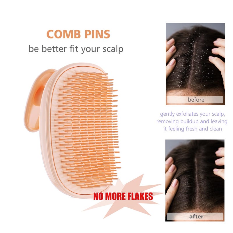 Rebex 2-in-1 Scalp Massager Shampoo Brush,Scalp Scrubber, Exfoliator Brush for Removing Dandruff & Hair Growth,Detangling Scrubber for Wet or Dry Hair (Peach Fuzz Color) - Image 5