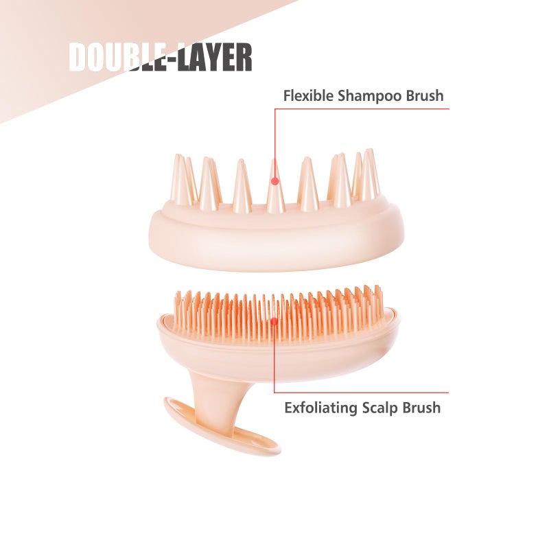 Rebex 2-in-1 Scalp Massager Shampoo Brush,Scalp Scrubber, Exfoliator Brush for Removing Dandruff & Hair Growth,Detangling Scrubber for Wet or Dry Hair (Peach Fuzz Color) - Image 3