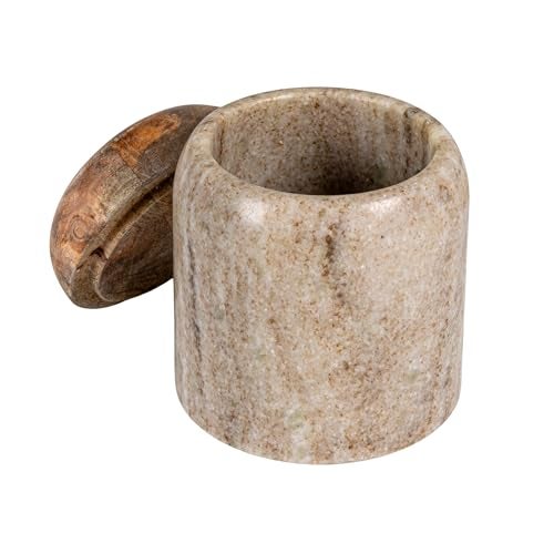 Creative Co-Op Modern Marble Canister with Wood Lid, Natural - Image 5