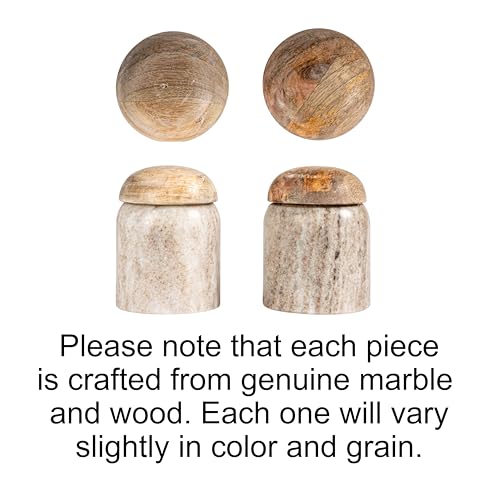 Creative Co-Op Modern Marble Canister with Wood Lid, Natural - Image 2