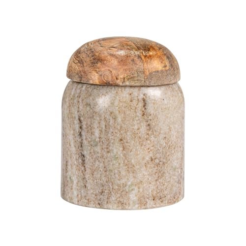 Creative Co-Op Modern Marble Canister with Wood Lid, Natural - Image 4