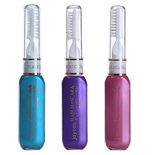 Joyous Professional Hair Dye Temporary Hair Chalk Hair Color Stick Non-toxic Salon Diy Hair Dyeing Mascara (Purple+Blue+Pink) - Image 1