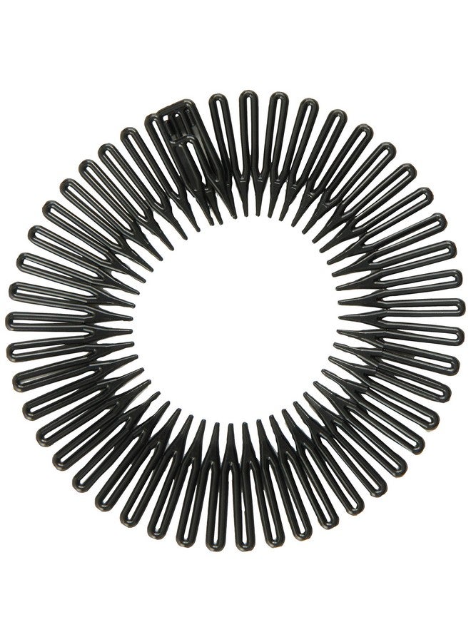 CARAVAN Aravan Full Circle Spring Head Band Comb In Classic Black With Deep Teeth And Closure - Image 1
