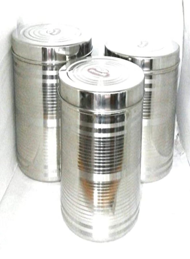 liolis Stainless Steel Container/Dibba Set | Steel Dabba 8 Kg To 10 Kg - 3 Pcs, Silver - Image 1