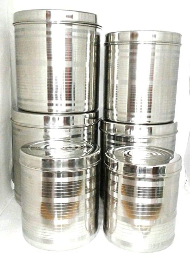 liolis Stainless Steel Container/Dibba Set | Steel Dabba 8 Kg To 10 Kg - 3 Pcs, Silver - Image 3