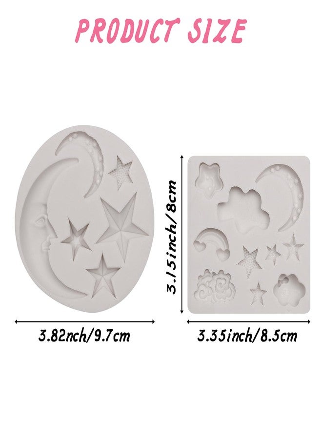Caregene Moon Stars Silicone Mold Set, Clouds Shaped Moon Star Chocolate Molds for Fondant Candy Baking Sugar - Image 2