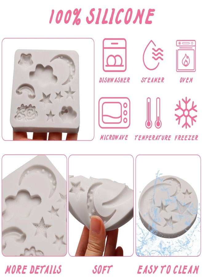 Caregene Moon Stars Silicone Mold Set, Clouds Shaped Moon Star Chocolate Molds for Fondant Candy Baking Sugar - Image 3