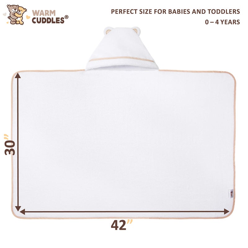 Warm Cuddles Premium Toddler Towels with Hood - Extra Soft Rayon from Bamboo Toddler Bath Towel (White) - Image 3