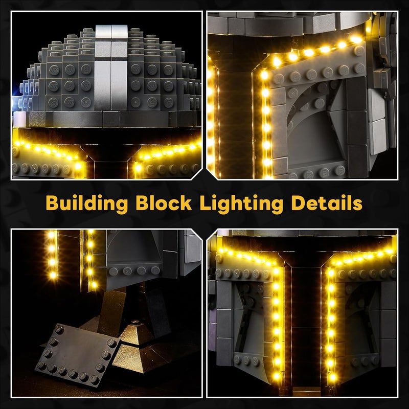 Kyglaring LED Lighting Kit Only - Lights Set Designed for Lego Star Wars The Mandalorian Helmet 75328 Building Model Kit - Without Lego Set (Classic Version) - Image 3