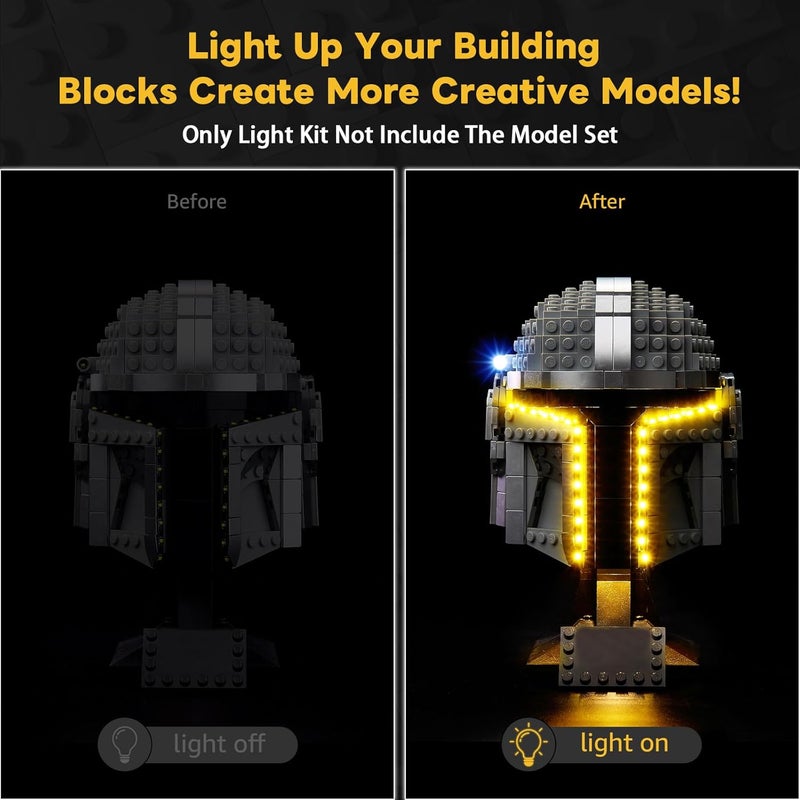 Kyglaring LED Lighting Kit Only - Lights Set Designed for Lego Star Wars The Mandalorian Helmet 75328 Building Model Kit - Without Lego Set (Classic Version) - Image 2