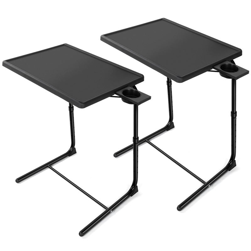 HUANUO Adjustable TV Tray Set of 2 - TV Dinner Tray on Bed & Sofa, Comfortable TV Tray Table with 6 Height & 3 Tilt Angle Adjustments (2 Pack) - Image 1