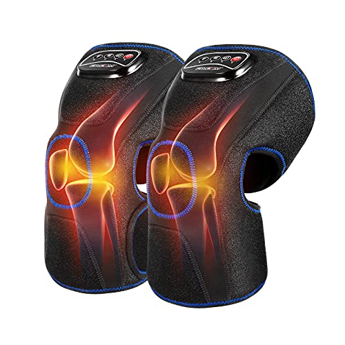 CINCOM Heated Knee Massager, Air Compression Knee Massager with Heat for Pain Relief Knee Brace Wrap for Knee Arthritis,Injury,Joint Pain 3 Modes & 3 Intensities (A Pair) - Image 1