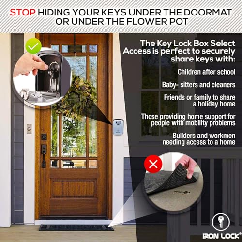 Iron Lock® Key Lock Box XXL Wall Mount for Keys 4 Digit Combination with Resettable Code with A B Switch Extra Large lockbox Indoor Outdoor Waterproof Big Key Lock Box House Spare Keys (XXL, Grey) - Image 5