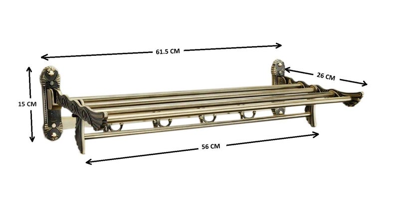 FORTUNE Antique Aluminum Folding Towel Rack for Bathroom, Folding Towel Stand, Hanger, Bathroom Accessories for Homes, Hotels- Brass Finish (2 Feet) - Image 5