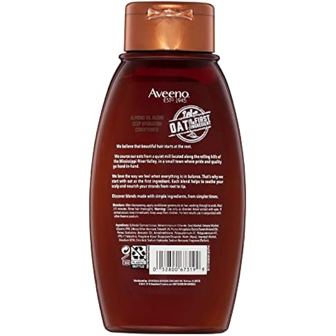 Aveeno بلسم زيت اللوز خالي من الكبريتات مع زيت الأفوكادو لترطيب مكثف، بلسم مرطب عميق للشعر الكثيف، المجعد، المتجعد أو الخشن، خالي من البارابين والأصباغ، 12 أونصة سائلة - Image 3