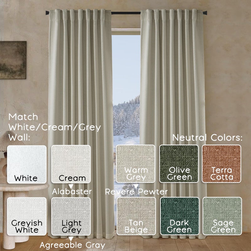 PANELSBURG Heavy Duty Insulated Thermal Curtains for Winter Thick Linen Blackout Curtains for Bedroom Living Room 2 Panels Set 84 Inch Length Long Light Grey/Greige Gray - Image 3