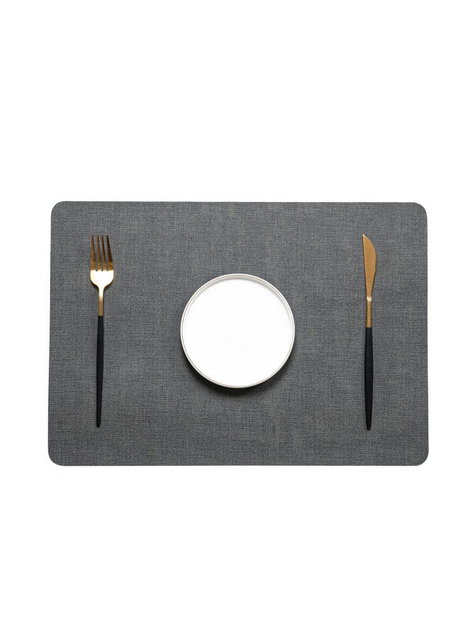 2025 Style Leather Placemat Waterproof Oil-Proof Heat Insulation Mat Hotel Premium Table Mat Nordic Ins Style Western Placemat-Color:Rounded Corners-black-1#-Specifications:43cm×30cm - Image 1