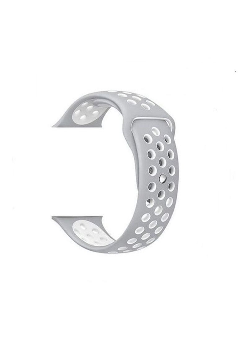 Generic - Apple Watch band Compatible with 42mm(Series 10)/41mm/40mm/38mm Nike Apple Watch Strap for All Series Grey/White - Image 1