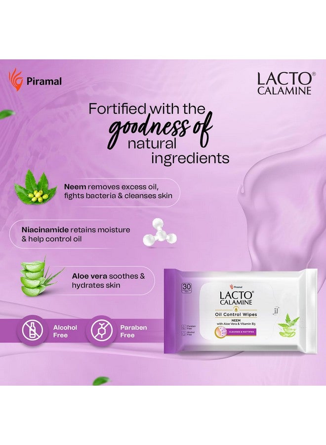 Lacto Calamine Oil Control Face Wipes | 30 N Each- Pack Of 2 | Wet Wipes For Face With Neem, Aloe Vera & Niacinamide | Makeup Remover Wipes | Hydrating, Refreshing, Soothing | Pararben & Alcohol Free - Image 4