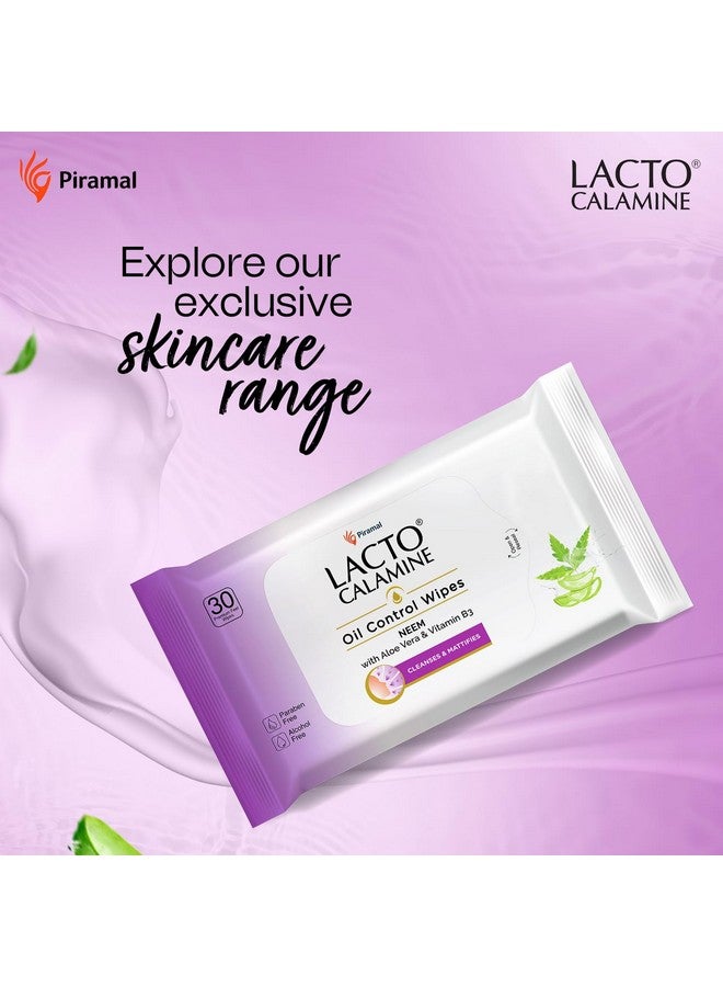Lacto Calamine Oil Control Face Wipes | 30 N Each- Pack Of 2 | Wet Wipes For Face With Neem, Aloe Vera & Niacinamide | Makeup Remover Wipes | Hydrating, Refreshing, Soothing | Pararben & Alcohol Free - Image 2