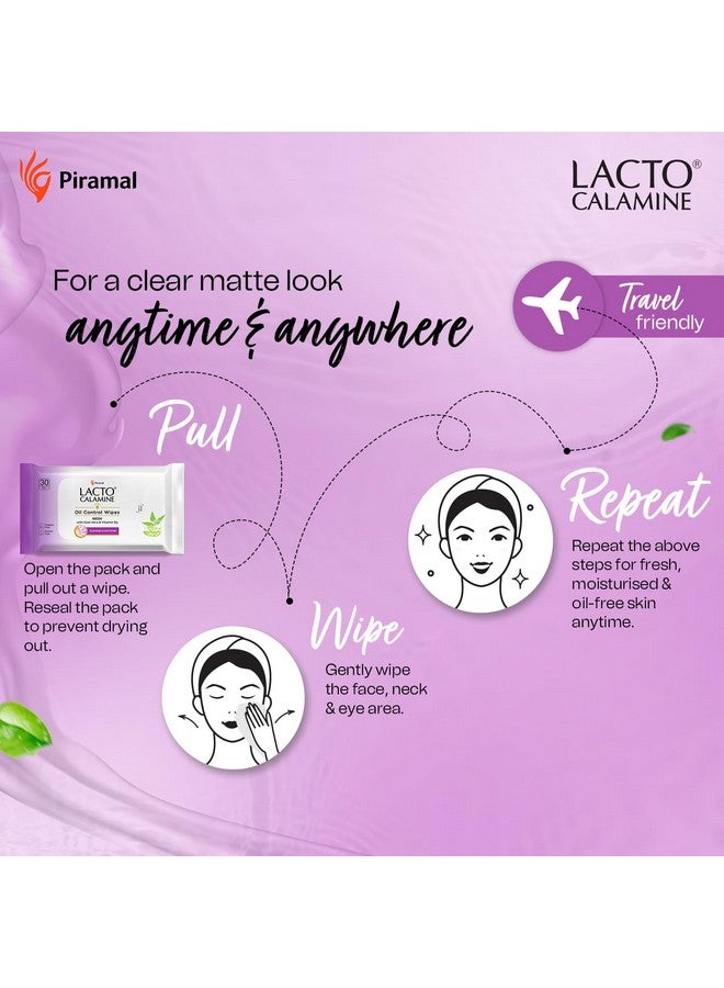 Lacto Calamine Oil Control Face Wipes | 30 N Each- Pack Of 2 | Wet Wipes For Face With Neem, Aloe Vera & Niacinamide | Makeup Remover Wipes | Hydrating, Refreshing, Soothing | Pararben & Alcohol Free - Image 3