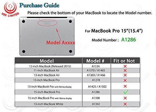 UESWILL 2in1 Smooth Soft-Touch Matte Hard Shell Case with Silicone Keyboard Cover Compatible with MacBook Pro 15 inch with CD-ROM (Non-Retina) (Model A1286) + Microfibre Cleaning Cloth, Black - Image 2