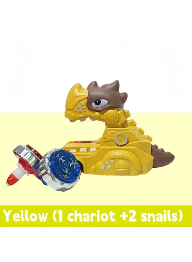 لعبة معركة قاذفة الديناصور العلوية الصفراء مضادة للصدمات ومقاومة للاصطدام مع 4 شخصيات ديناصورات هدية رائعة للأولاد بعمر 3 سنوات - Image 1