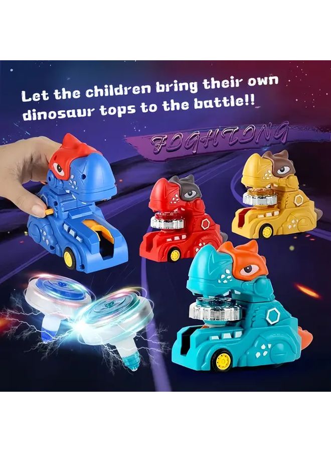 لعبة معركة قاذفة الديناصور العلوية الصفراء مضادة للصدمات ومقاومة للاصطدام مع 4 شخصيات ديناصورات هدية رائعة للأولاد بعمر 3 سنوات - Image 2