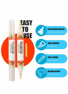 Y&D Wood Burning Pen Marker 2PCS Scorch Heat Sensitive for and Crafts 2-in-1 with Oblique Tip Bullet replacement Tips  - Image 4