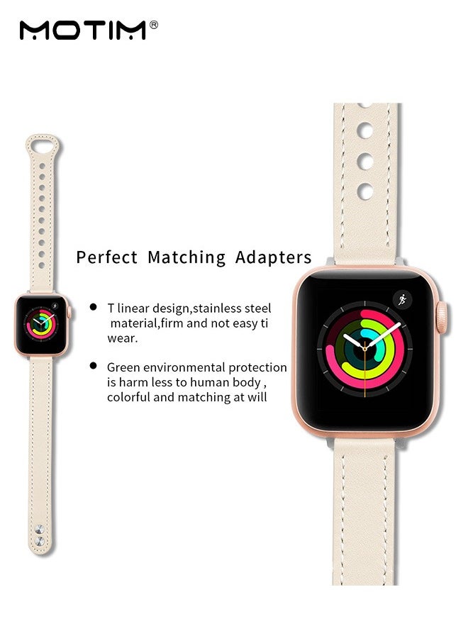 Motim - Slim Leather Apple Watch Band, 38mm/40mm/41mm, Genuine Leather Wristband, Thin Replacement Strap for iWatch Ultra 2 SE Series 10/9/8/7/6/5/4/3/2/1 - Image 1