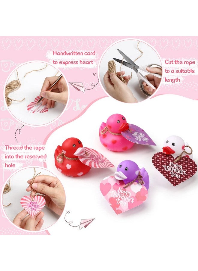 Jerify 12 Pcs 2 Inch Mini Valentine Rubber Duckies with Valentine's Day Gift Cards Rubber Duck Toys for Classroom Exchange Game Prizes Carnival Party Favors - Image 4