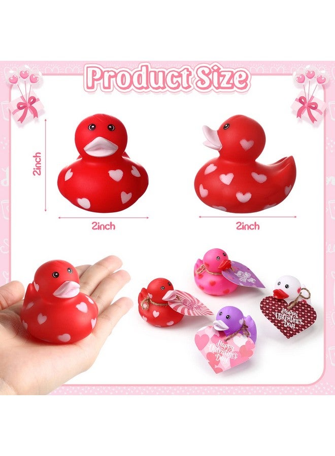 Jerify 12 Pcs 2 Inch Mini Valentine Rubber Duckies with Valentine's Day Gift Cards Rubber Duck Toys for Classroom Exchange Game Prizes Carnival Party Favors - Image 2