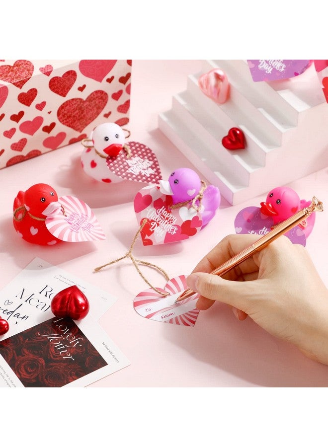 Jerify 12 Pcs 2 Inch Mini Valentine Rubber Duckies with Valentine's Day Gift Cards Rubber Duck Toys for Classroom Exchange Game Prizes Carnival Party Favors - Image 5