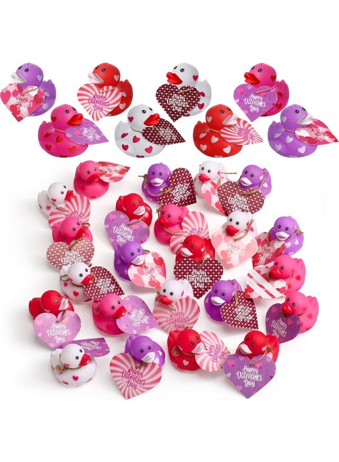 Jerify 12 Pcs 2 Inch Mini Valentine Rubber Duckies with Valentine's Day Gift Cards Rubber Duck Toys for Classroom Exchange Game Prizes Carnival Party Favors - Image 1