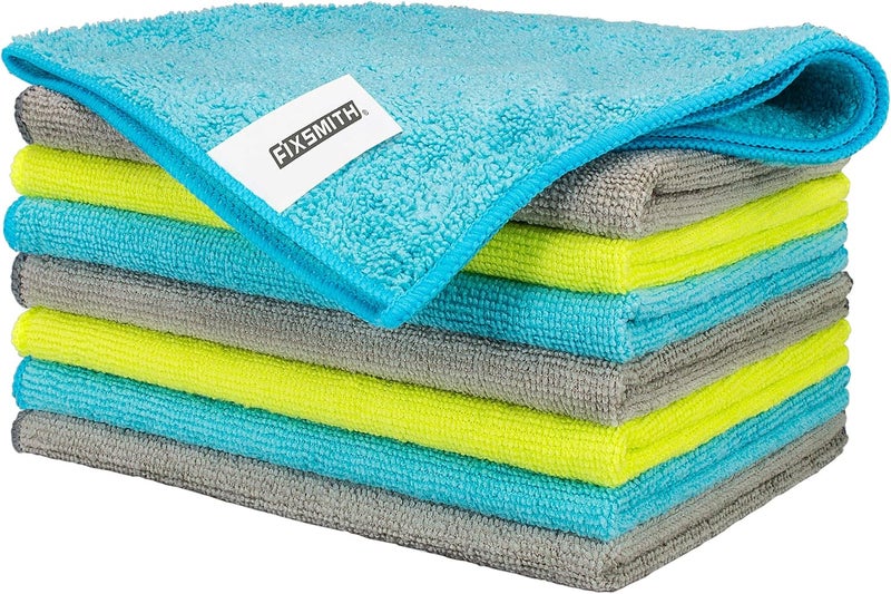 FIXSMITH Microfiber Cleaning Cloth - Pack of 8, Size: 12 x 16 in, Multi-Functional Cleaning Towels, Highly Absorbent Cleaning Rags, Lint-Free, Streak-Free Cleaning Cloths for Car Kitchen Home - Image 1