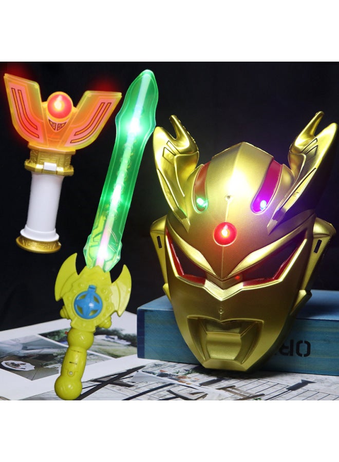 Luminous Sword Suit Mask Children Boy Luminous Sword Jade Toy Cyro Degas Toy Sword Batch-Color:A Random One Of The Ultra Mask - Image 2