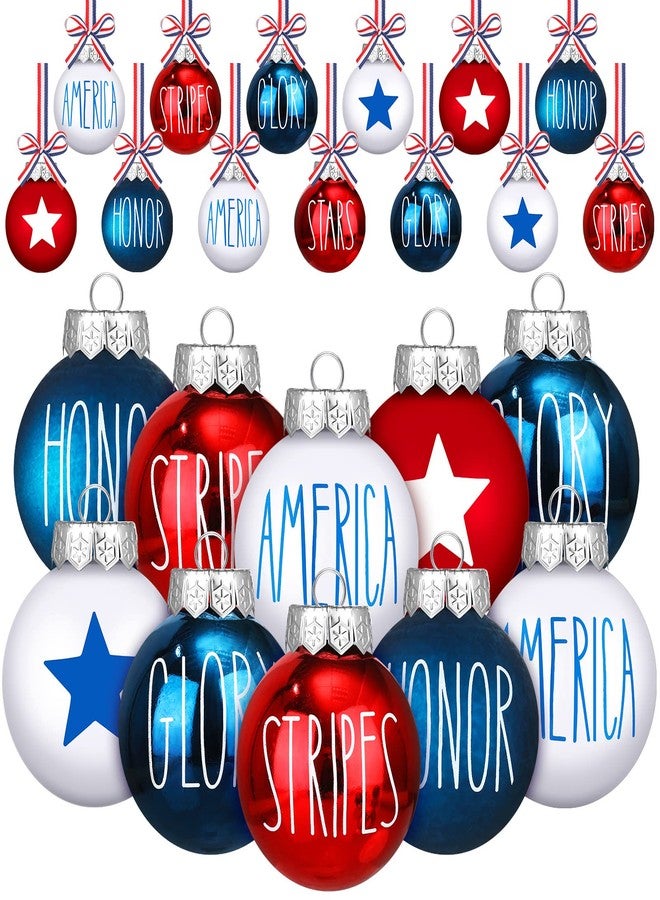 Vinsot 12 Pcs Christmas Ornaments for Tree 2.4 Inch Patriotic Balls Decorations Red White and Blue Labor Day Decor for Veterans Holiday Party Supplies - Image 1