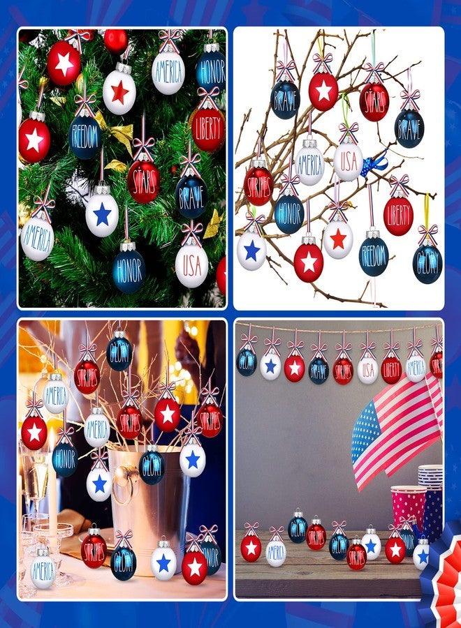 Vinsot 12 Pcs Christmas Ornaments for Tree 2.4 Inch Patriotic Balls Decorations Red White and Blue Labor Day Decor for Veterans Holiday Party Supplies - Image 5