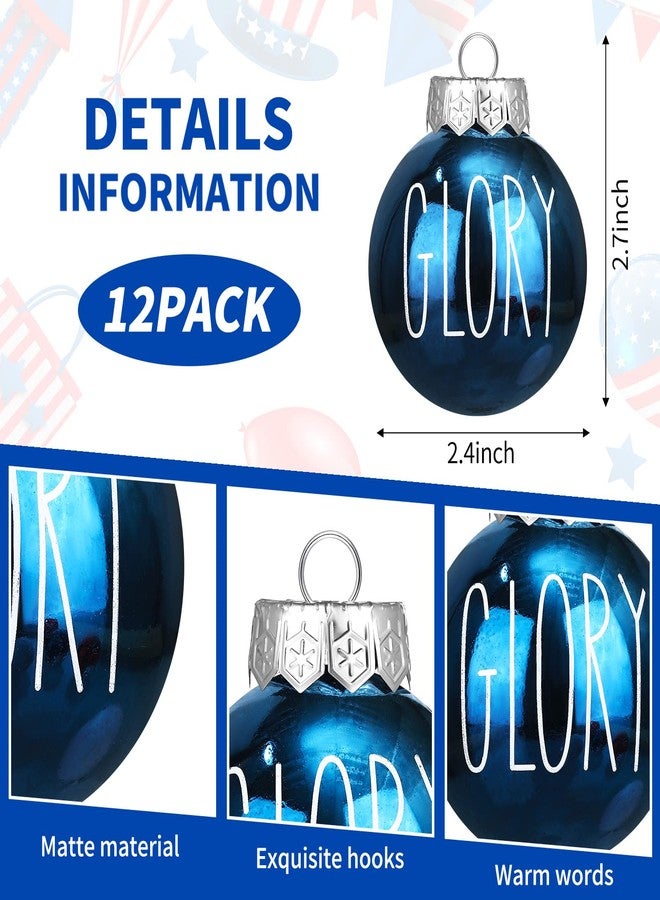 Vinsot 12 Pcs Christmas Ornaments for Tree 2.4 Inch Patriotic Balls Decorations Red White and Blue Labor Day Decor for Veterans Holiday Party Supplies - Image 3