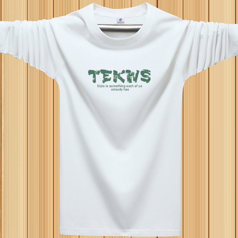 Long Sleeve T-Shirt Men'S Heavy Xinjiang Cotton Men'S Base Shirt Cotton Round Neck Loose Plus Size Long Sleeve Men'S T - Image 1
