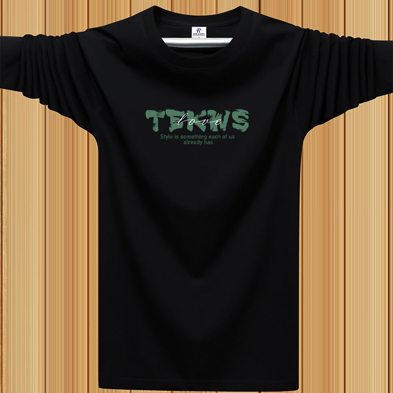 Long Sleeve T-Shirt Men'S Heavy Xinjiang Cotton Men'S Base Shirt Cotton Round Neck Loose Plus Size Long Sleeve Men'S T - Image 4