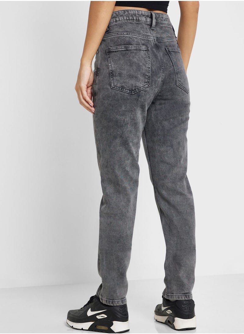 Ginger - Acid Wash Straight Fit Jeans - Image 1