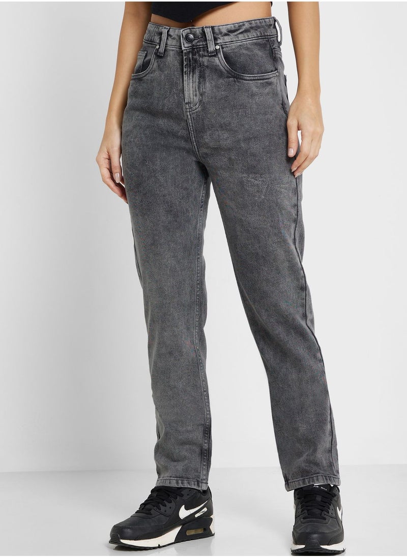 Ginger - Acid Wash Straight Fit Jeans - Image 1