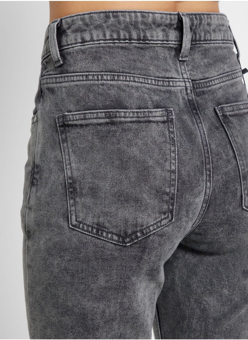 Ginger - Acid Wash Straight Fit Jeans - Image 1