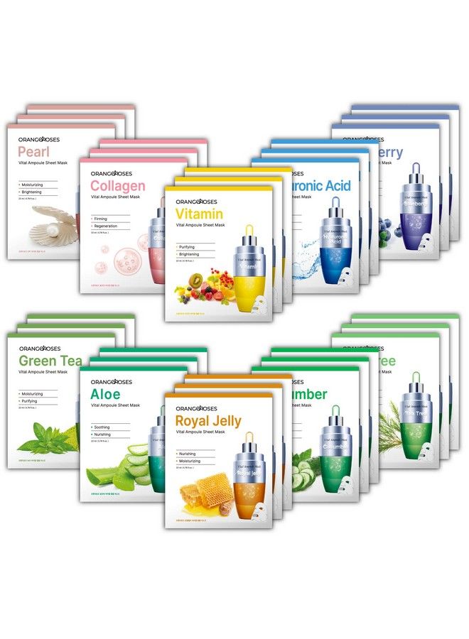 OBS LAB ? Orangeroses ? 30 Pcs Combo Pack Vital Ampoule Sheet Mask Korean Facial Skincare Sheet : Simple & Effective Skincare Routine : Moisturization : Wrinkle Care : Brightening  - Image 2
